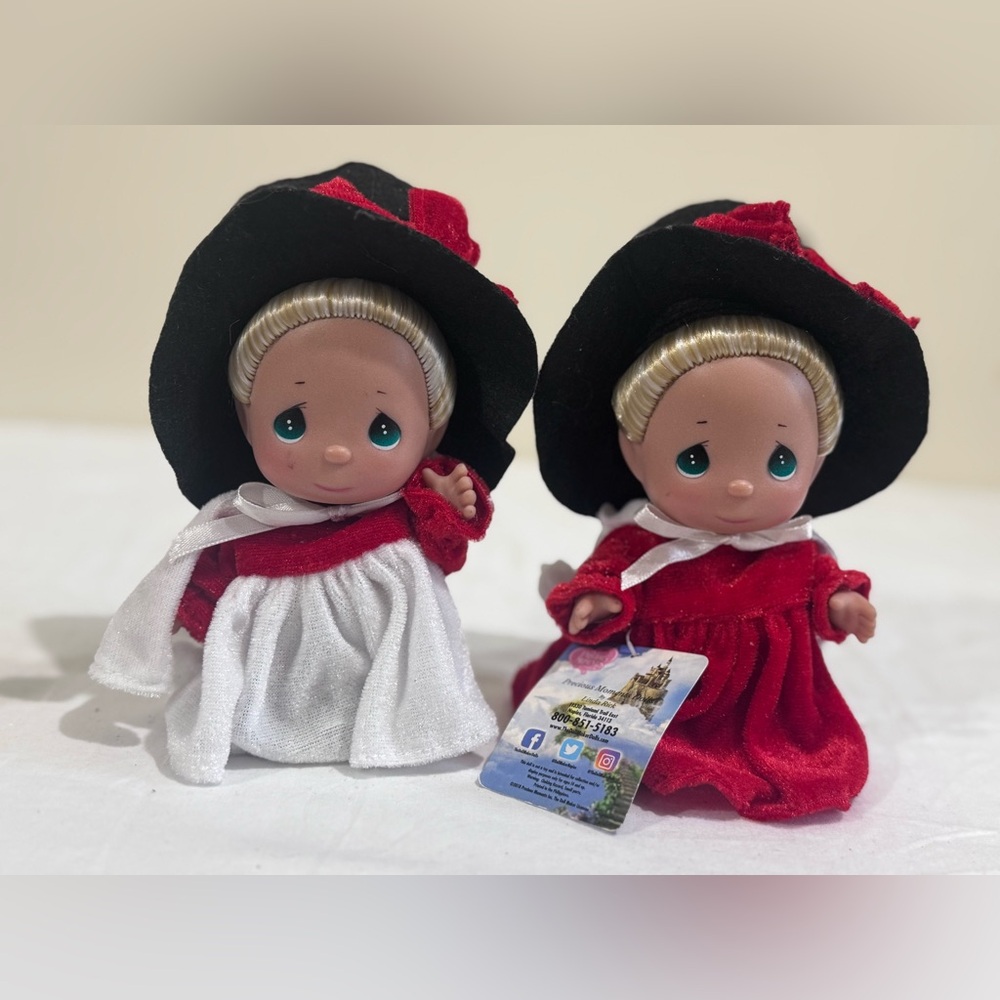 Precious Moments Red and White Doll Pair